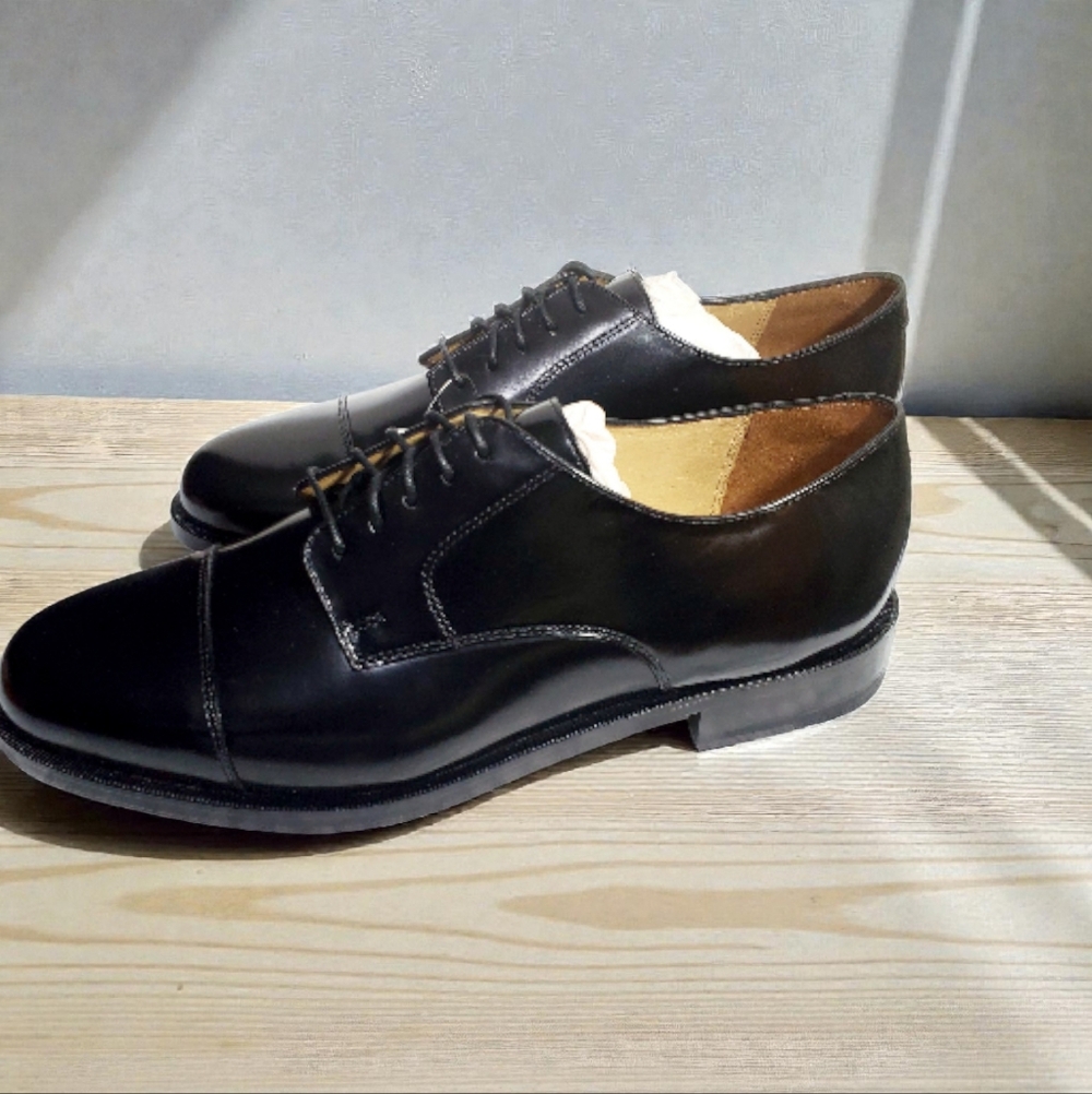Cole Haan Black Leather Cap-Toe Derbys